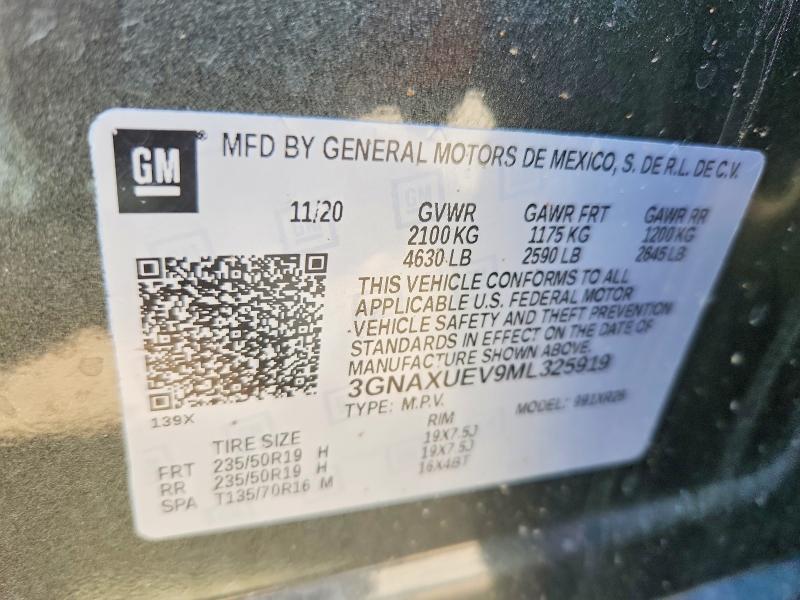 Aukcja sprzedaży 2021 Chevrolet Equinox, vin: 3GNAXUEV9ML325919, numer aukcji: 51275836