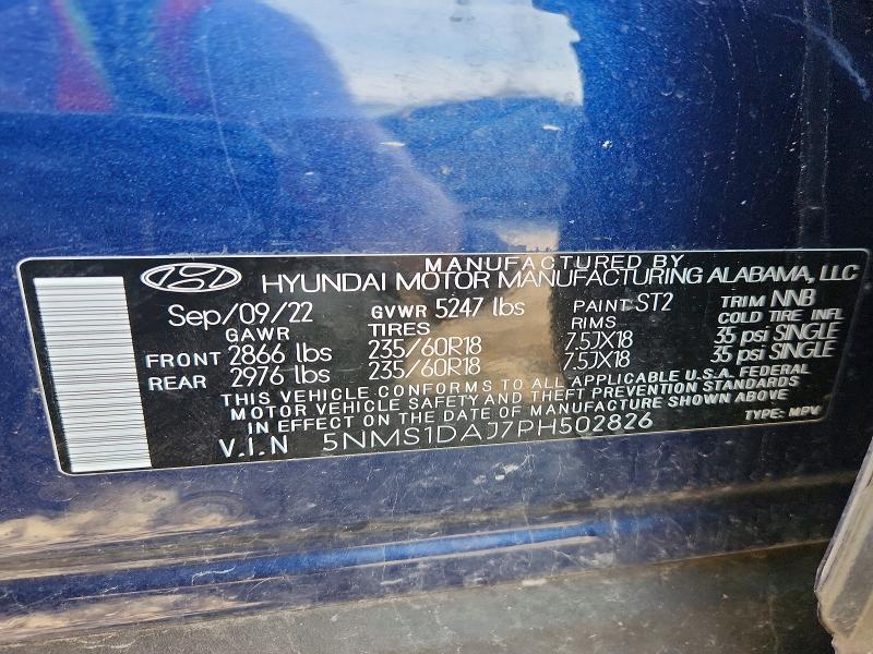 Aukcja sprzedaży 2023 Hyundai Santa Fe, vin: 5NMS1DAJ7PH502826, numer aukcji: 49514866