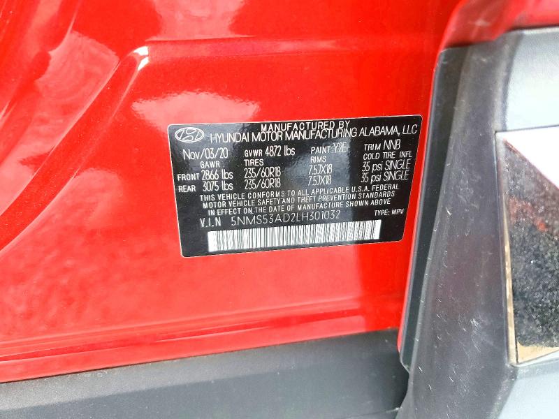 Aukcja sprzedaży 2020 Hyundai Santa Fe, vin: 5NMS53AD2LH301032, numer aukcji: 48524976