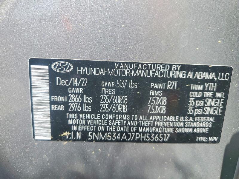 Продажа на аукционе авто 2023 Hyundai Santa Fe, vin: 5NMS34AJ7PH536517, номер лота: 51101686