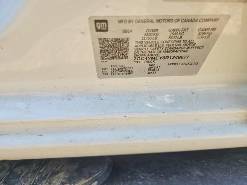 2024 Chevrolet Silverado მანქანა იყიდება აუქციონზე, vin: 2GC4YMEY6R1249677, აუქციონის ნომერი: 50256286