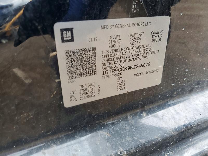 2019 Gmc Sierra მანქანა იყიდება აუქციონზე, vin: 1GTR9CEK9KZ245676, აუქციონის ნომერი: 49709766