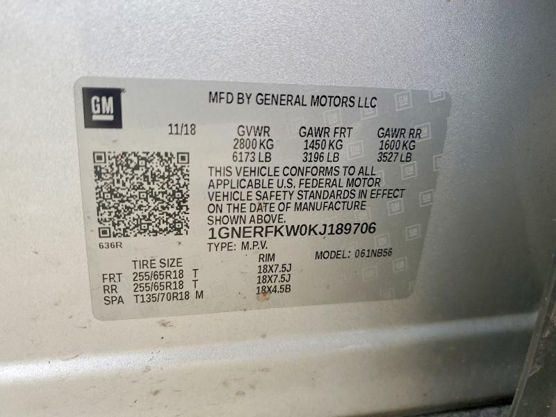Aukcja sprzedaży 2019 Chevrolet Traverse, vin: 1GNERFKW0KJ189706, numer aukcji: 50850146
