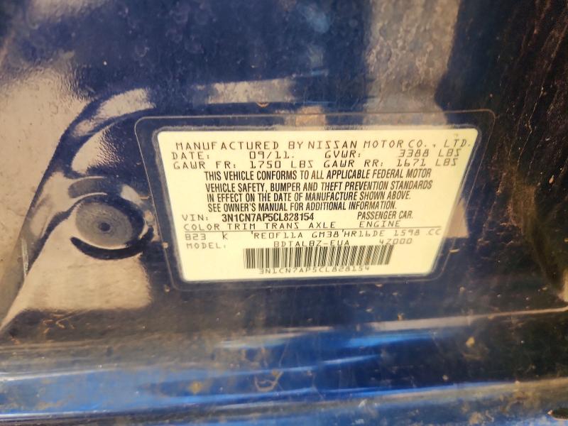 Aukcja sprzedaży 2012 Nissan Versa, vin: 3N1CN7AP5CL828154, numer aukcji: 47868746
