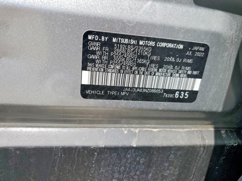 Продаж на аукціоні авто 2022 Mitsubishi Outlander, vin: JA4J3UA83NZ086053, номер лоту: 48199316