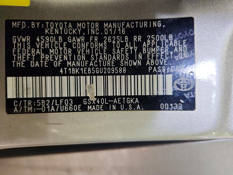 2016 Toyota Avalon მანქანა იყიდება აუქციონზე, vin: 4T1BK1EB5GU209588, აუქციონის ნომერი: 48389066