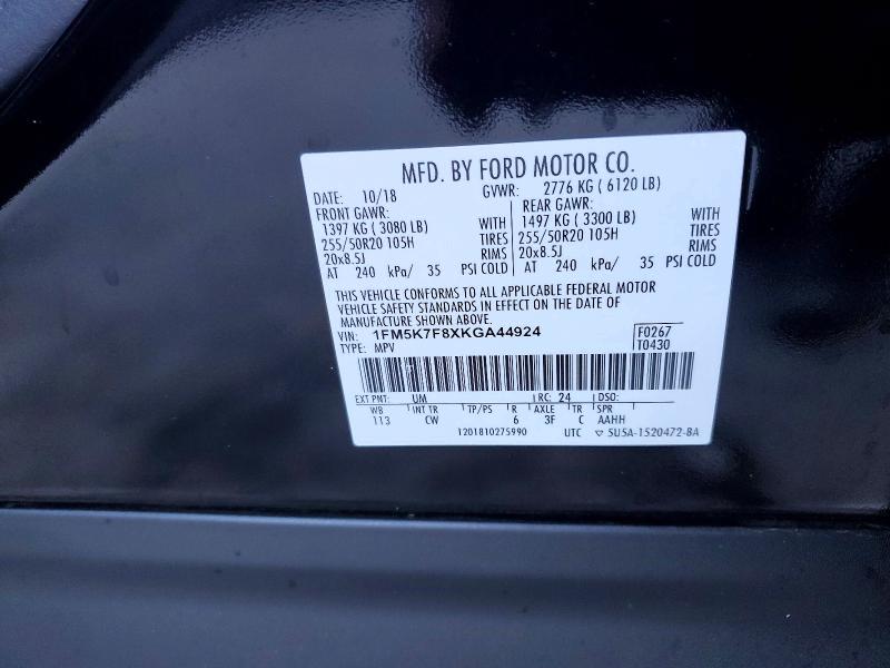Aukcja sprzedaży 2019 Ford Explorer, vin: 1FM5K7F8XKGA44924, numer aukcji: 48461786