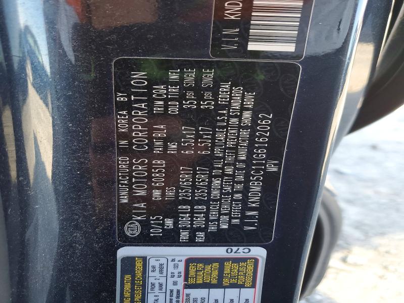 51864336 :رقم المزاد ، KNDMB5C11G6162062 vin ، 2016 Kia Sedona مزاد بيع