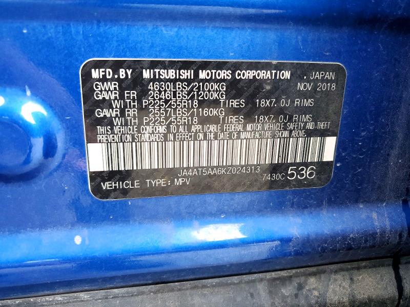 49880426 :رقم المزاد ، JA4AT5AA6KZ024313 vin ، 2019 Mitsubishi Eclipse Cross مزاد بيع