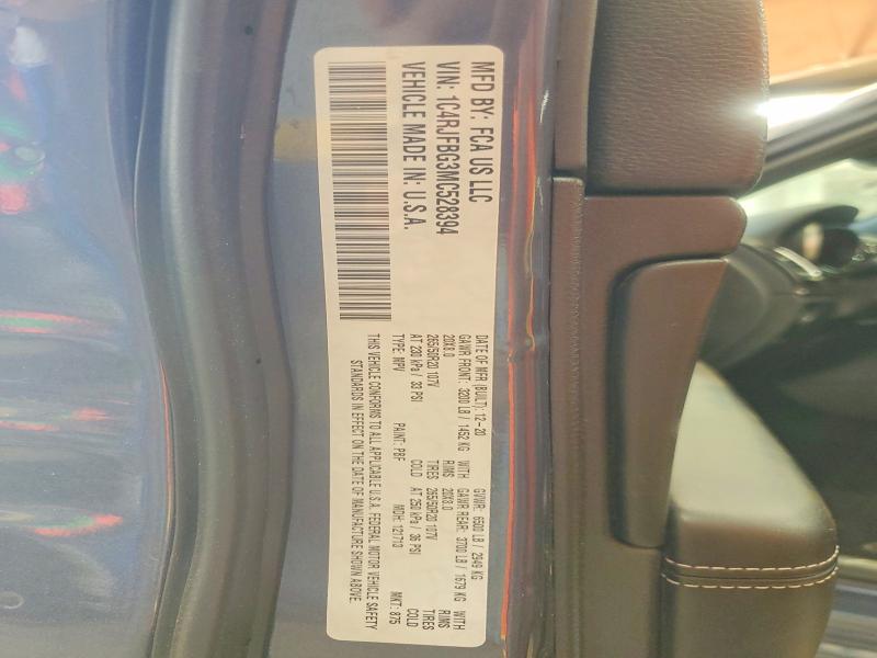 49777846 :رقم المزاد ، 1C4RJFBG3MC528394 vin ، 2021 Jeep Grand Cherokee مزاد بيع