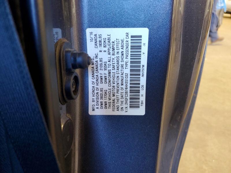 2017 Honda Civic მანქანა იყიდება აუქციონზე, vin: 2HGFC3B74HH351032, აუქციონის ნომერი: 51246716
