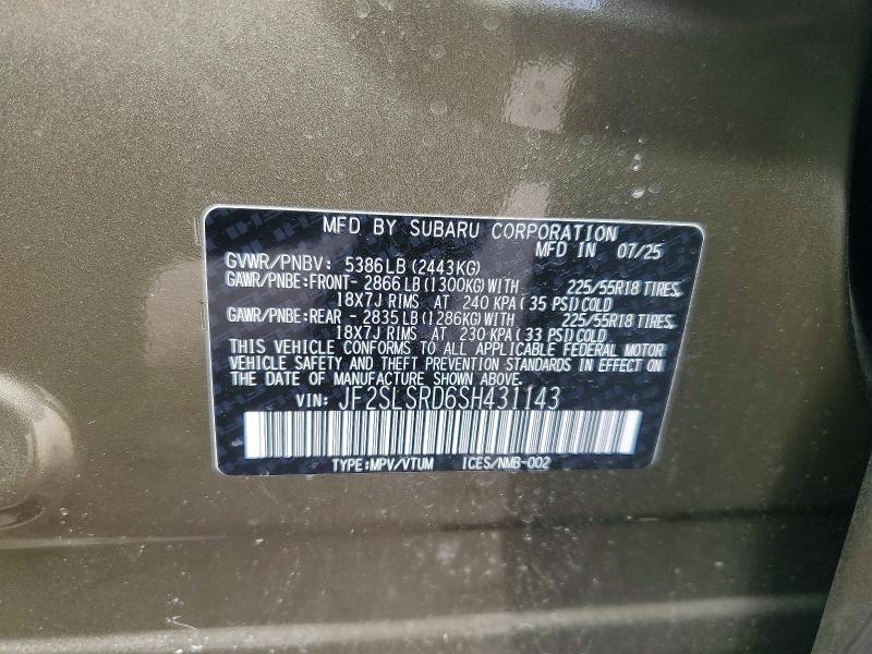 Aukcja sprzedaży 2025 Subaru Forester, vin: JF2SLSRD6SH431143, numer aukcji: 49212896