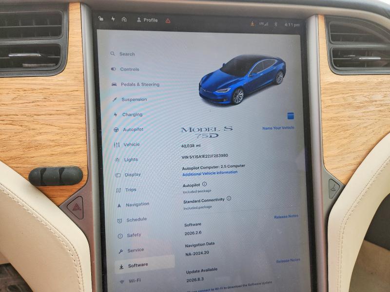 2018 Tesla Model S მანქანა იყიდება აუქციონზე, vin: 5YJSA1E22JF283980, აუქციონის ნომერი: 49216336