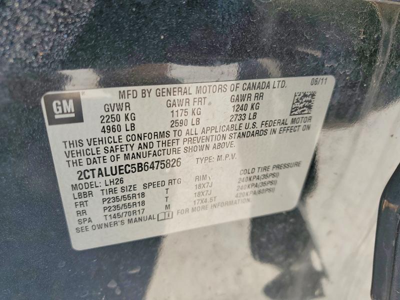 48907596 :رقم المزاد ، 2CTALUEC5B6475826 vin ، 2011 Gmc Terrain مزاد بيع