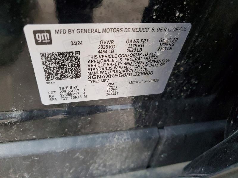 50516036 :رقم المزاد ، 3GNAXKEG8RL326900 vin ، 2024 Chevrolet Equinox مزاد بيع