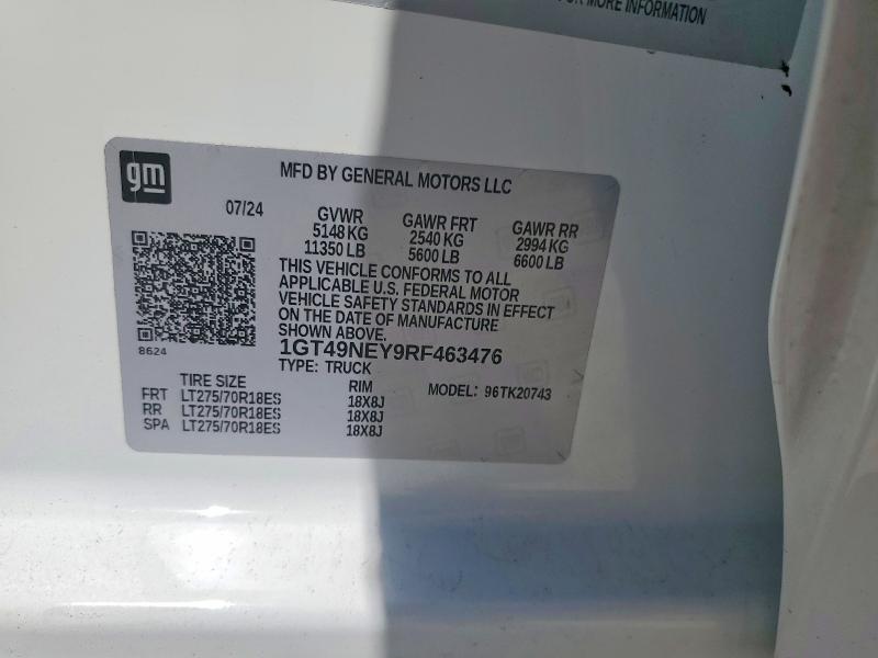 Aukcja sprzedaży 2024 Gmc Sierra, vin: 1GT49NEY9RF463476, numer aukcji: 50277986