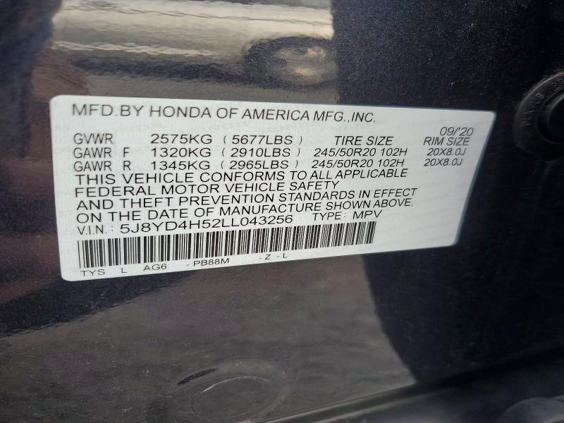 Aukcja sprzedaży 2020 Acura Mdx, vin: 5J8YD4H52LL043256, numer aukcji: 48338256