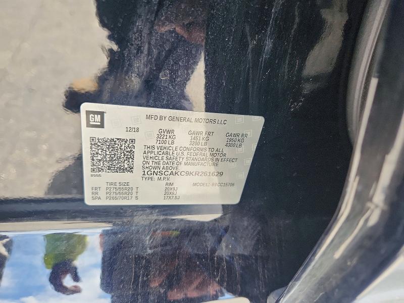 2019 Chevrolet Tahoe მანქანა იყიდება აუქციონზე, vin: 1GNSCAKC9KR261629, აუქციონის ნომერი: 49919626