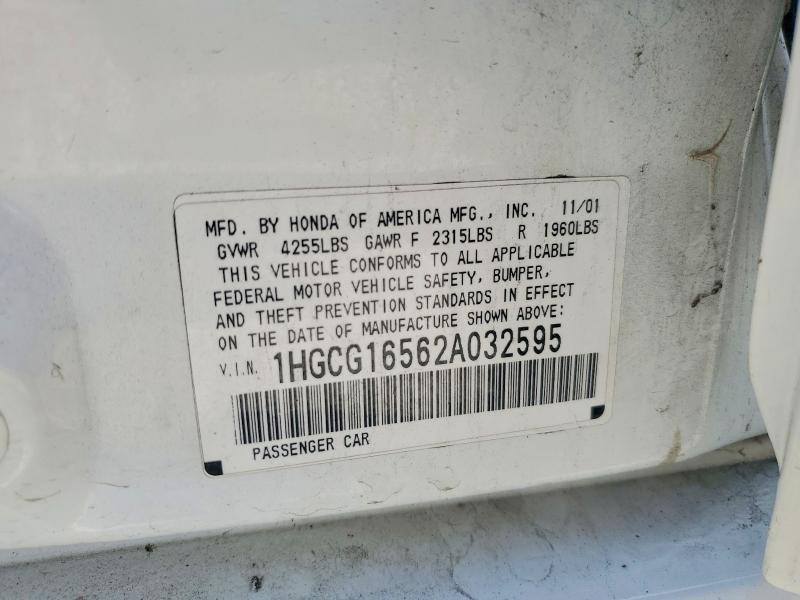 Продаж на аукціоні авто 2002 Honda Accord, vin: 1HGCG16562A032595, номер лоту: 52025466