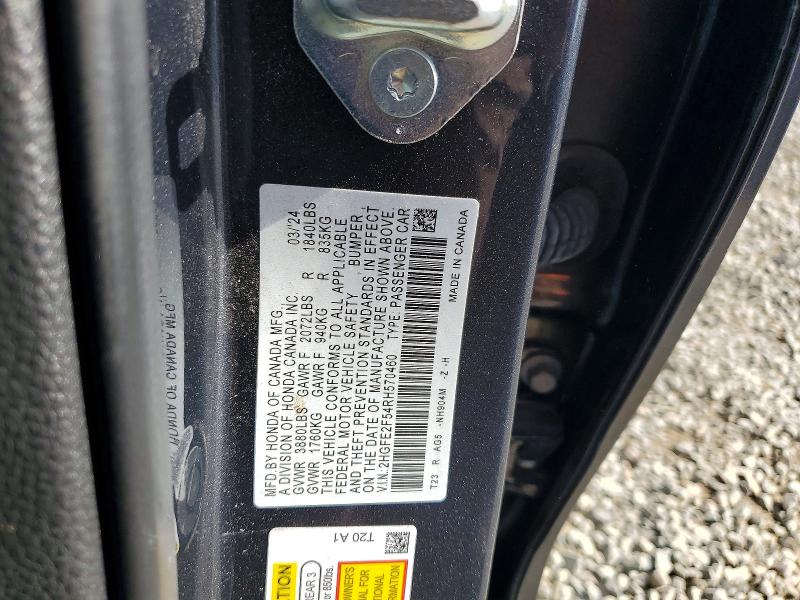 50610816 :رقم المزاد ، 2HGFE2F54RH570460 vin ، 2024 Honda Civic مزاد بيع