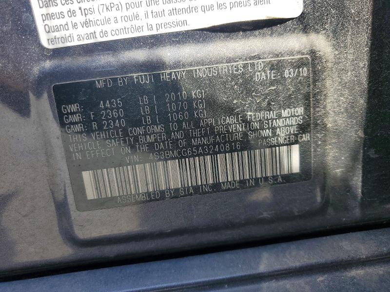 Продажа на аукционе авто 2010 Subaru Legacy, vin: 4S3BMCG65A3240816, номер лота: 50562976