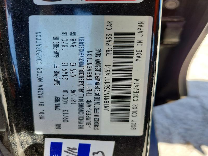 51277126 :رقم المزاد ، JM1BM1V73E1114651 vin ، 2014 Mazda 3 مزاد بيع