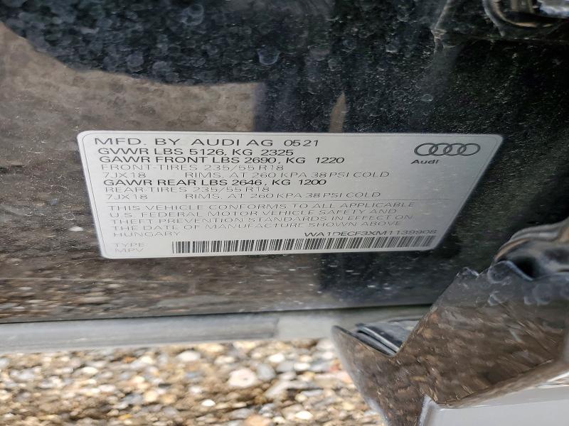Aukcja sprzedaży 2021 Audi Q3, vin: WA1DECF3XM1139908, numer aukcji: 49705226