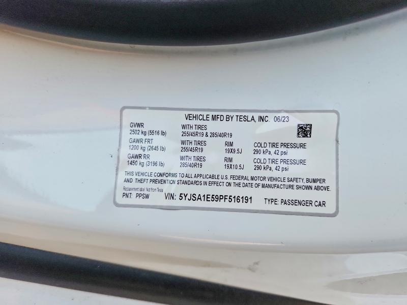 Aukcja sprzedaży 2023 Tesla Model S, vin: 5YJSA1E59PF516191, numer aukcji: 50860566