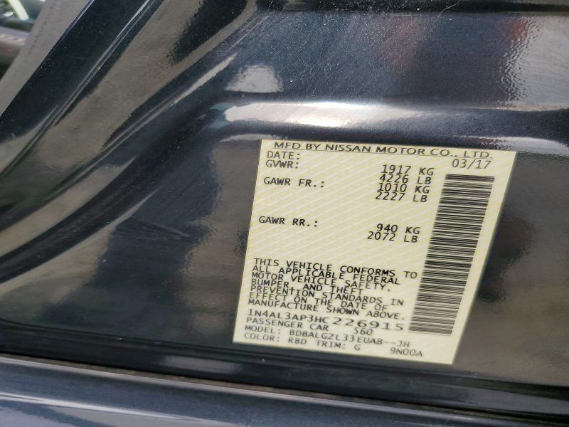 2017 Nissan Altima მანქანა იყიდება აუქციონზე, vin: 1N4AL3AP3HC226915, აუქციონის ნომერი: 49742906