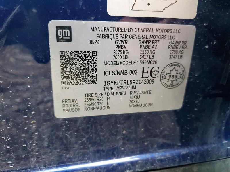 76201215 :رقم المزاد ، 1GYKPTRL5RZ142009 vin ، 2024 Cadillac Lyriq مزاد بيع