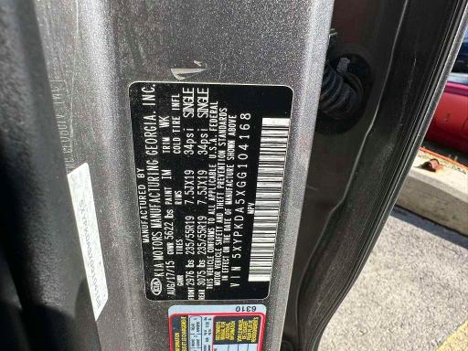 Продаж на аукціоні авто 2016 Kia Sorento, vin: 5XYPKDA5XGG104168, номер лоту: 50750176