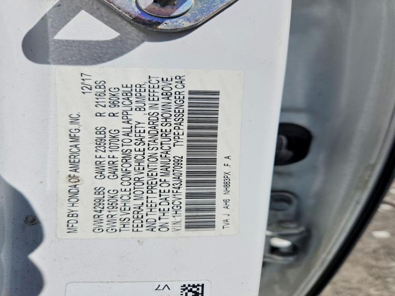 Продажа на аукционе авто 2018 Honda Accord, vin: 1HGCV1F43JA070992, номер лота: 48817356