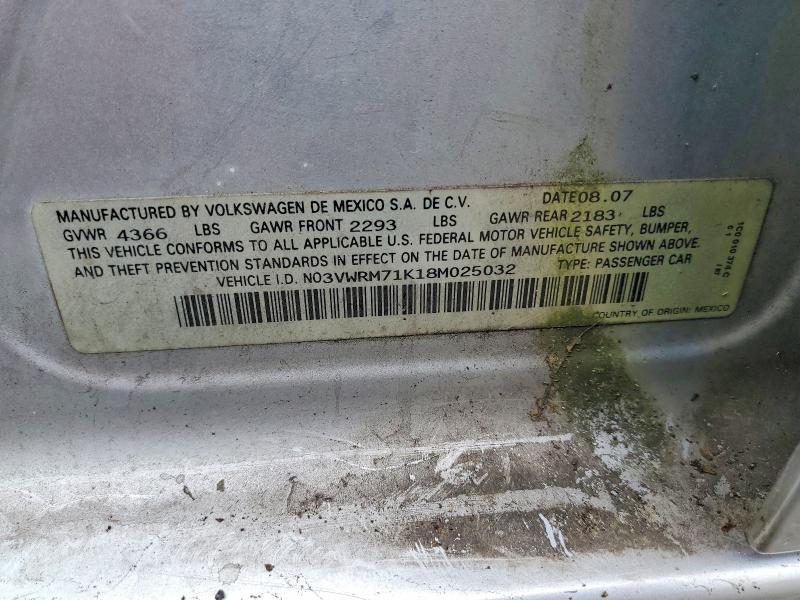 Auction sale of the 2008 Volkswagen Jetta, vin: 3VWRM71K18M025032, lot number: 51131416