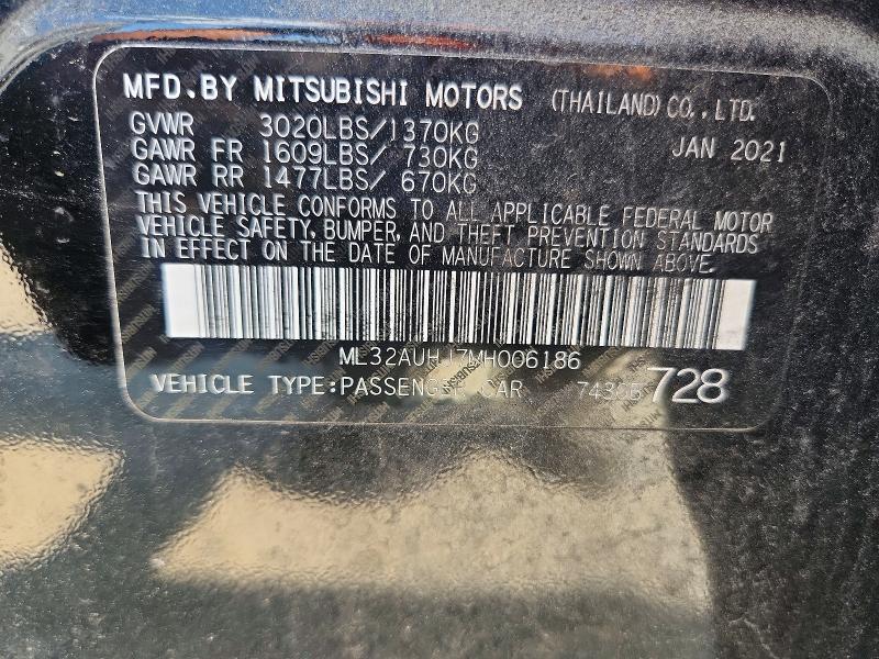 Продаж на аукціоні авто 2021 Mitsubishi Mirage, vin: ML32AUHJ7MH006186, номер лоту: 50954886