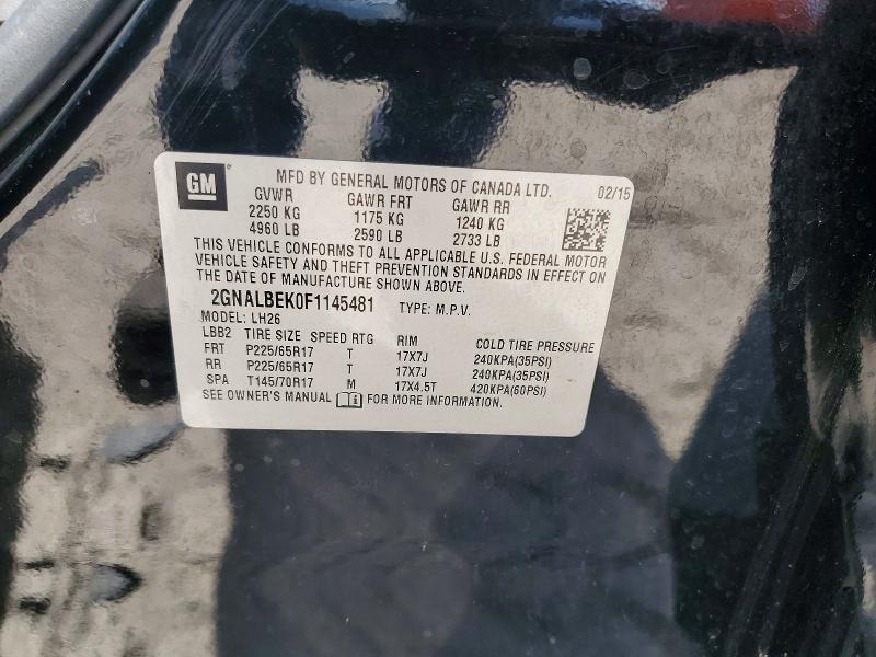 Продаж на аукціоні авто 2015 Chevrolet Equinox, vin: 2GNALBEK0F1145481, номер лоту: 51946866