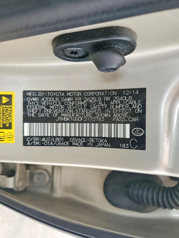 Aukcja sprzedaży 2015 Lexus Es 350, vin: JTHBK1GG0F2173783, numer aukcji: 48088746