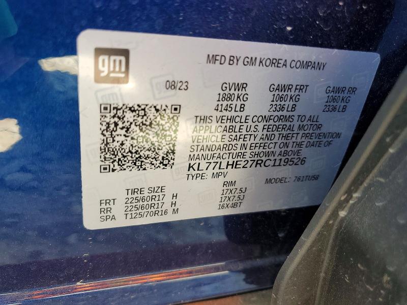 Aukcja sprzedaży 2024 Chevrolet Trax, vin: KL77LHE27RC119526, numer aukcji: 49839996