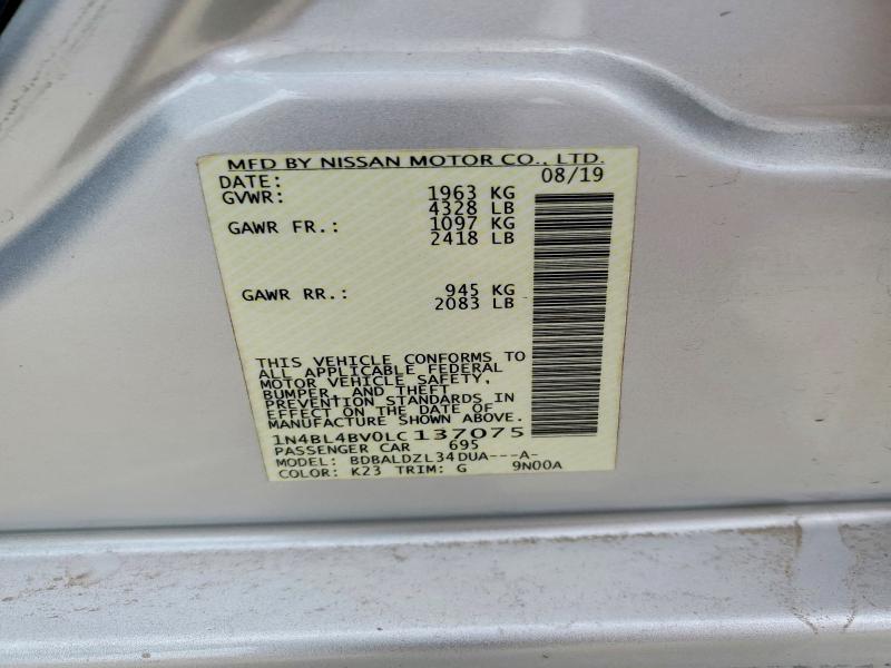 Продажа на аукционе авто 2020 Nissan Altima, vin: 1N4BL4BV0LC137075, номер лота: 51872086