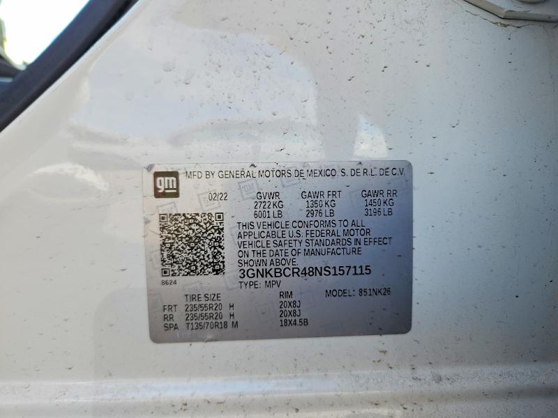 Продажа на аукционе авто 2022 Chevrolet Blazer, vin: 3GNKBCR48NS157115, номер лота: 49497266