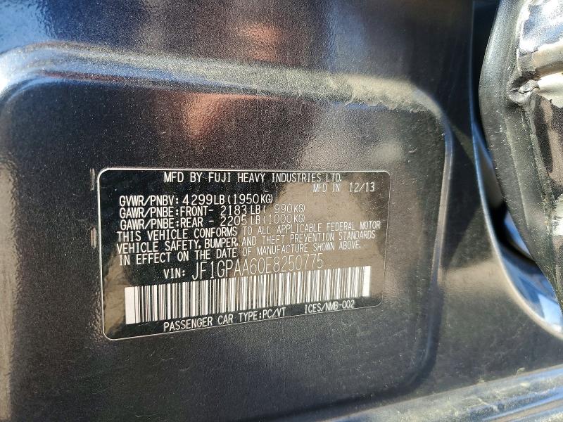 2014 Subaru Impreza მანქანა იყიდება აუქციონზე, vin: JF1GPAA60E8250775, აუქციონის ნომერი: 49041556
