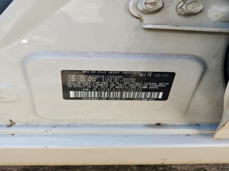 2012 Subaru Impreza მანქანა იყიდება აუქციონზე, vin: JF1GPAF62CH226015, აუქციონის ნომერი: 51663066