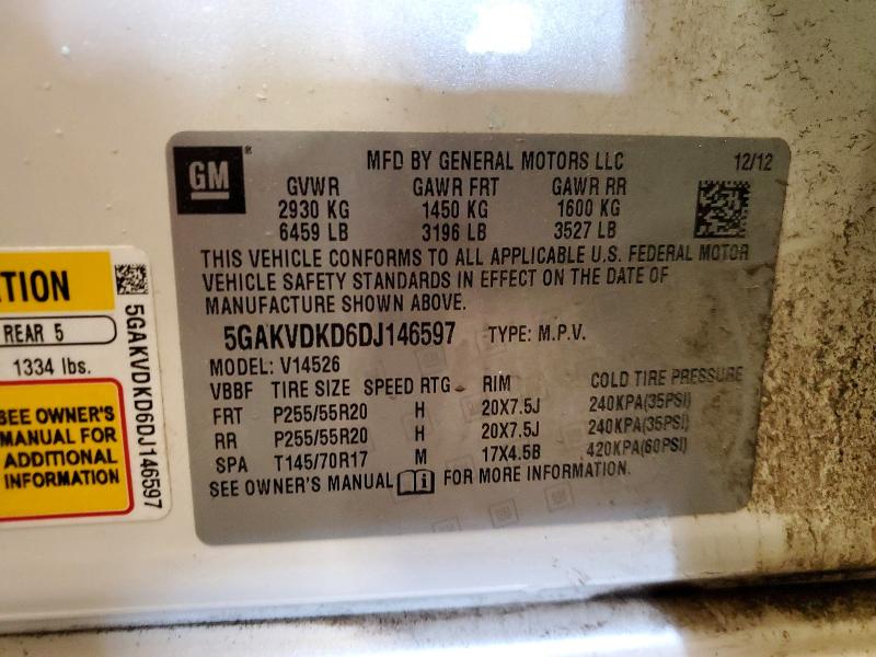 2013 Buick Enclave მანქანა იყიდება აუქციონზე, vin: 5GAKVDKD6DJ146597, აუქციონის ნომერი: 51348596