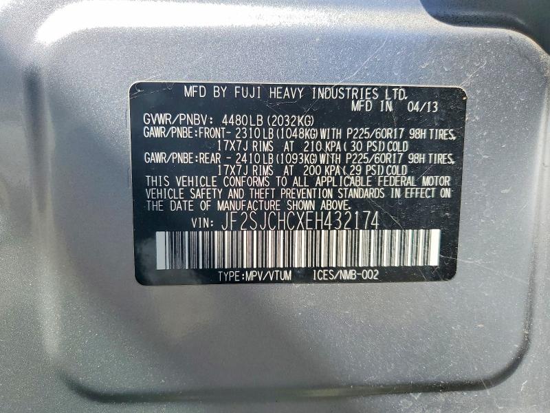 2014 Subaru Forester მანქანა იყიდება აუქციონზე, vin: JF2SJCHCXEH432174, აუქციონის ნომერი: 49860696
