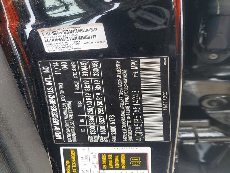 Aukcja sprzedaży 2015 Mercedes-benz Ml, vin: 4JGDA5JB5FA514243, numer aukcji: 49477896