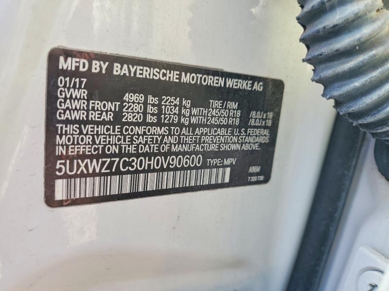 Продаж на аукціоні авто 2017 Bmw X3, vin: 5UXWZ7C30H0V90600, номер лоту: 49932586