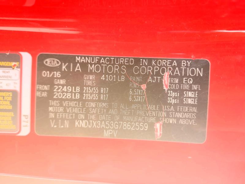 Auction sale of the 2016 Kia Soul, vin: KNDJX3A53G7862559, lot number: 50064676