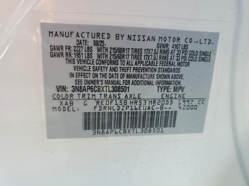 Aukcja sprzedaży 2026 Nissan Kicks, vin: 3N8AP6CBXTL308501, numer aukcji: 49118356