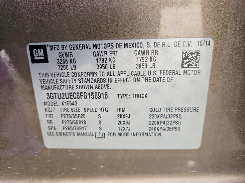 Aukcja sprzedaży 2015 Gmc Sierra, vin: 3GTU2UEC6FG150916, numer aukcji: 47797456