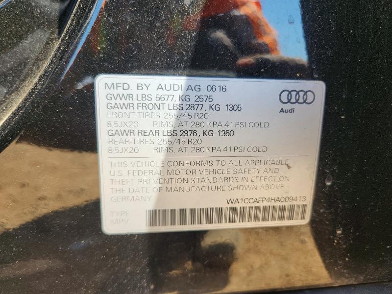 48707466 :رقم المزاد ، WA1CCAFP4HA009413 vin ، 2017 Audi Sq5 مزاد بيع