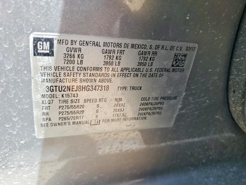 Продаж на аукціоні авто 2017 Gmc Sierra, vin: 3GTU2NEJ8HG347318, номер лоту: 50335026